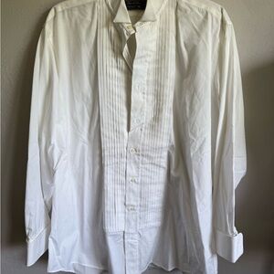Men’s 16-33 Filo A Mana Tom James Pleated Long Sleeve Formal Dress Shirt